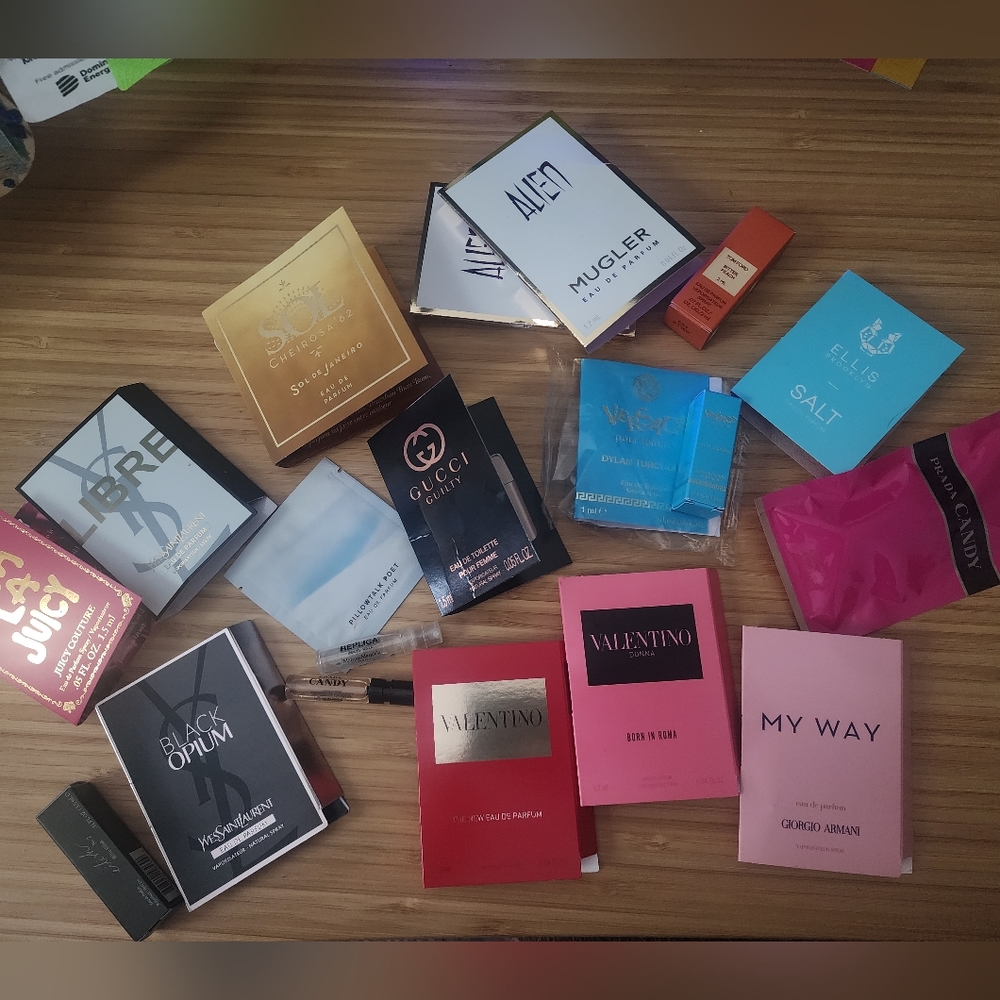 19 Luxury Perfume Sampler- YSL, Versace, Prada, Alien and more.